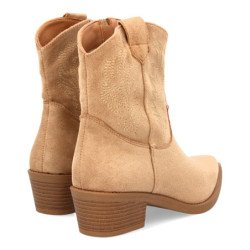 Botines camperos tacón bajo de mujer color kaki YY-113