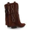 Botas camperas tachuela en caña de mujer color cafe A-5457
