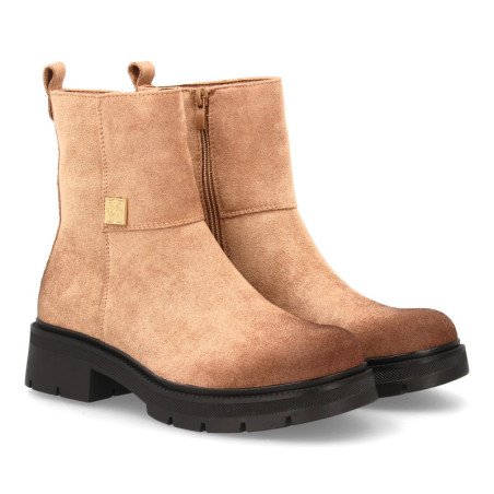 Botines elegantes tacón bajo de mujer color kaki AA-36