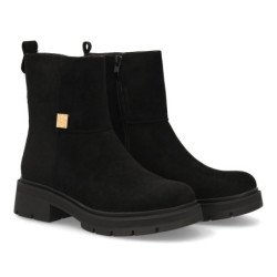 Botines elegantes tacón bajo de mujer color negro AA-36