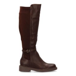 Botas altas tacón bajo elegantes de mujer color marron DB-5550