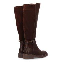 Botas altas tacón bajo elegantes de mujer color marron DB-5550
