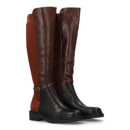 Botas altas tacón bajo elegantes de mujer estampado animal serpiente DB-5550