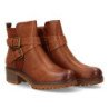 Botines tacón medio elegantes hebilla de mujer color marron F6791