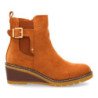 Botines de cuña elegantes hebilla de mujer color camel JJ-608
