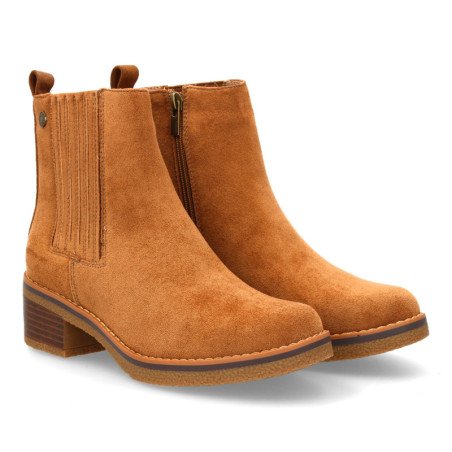 Botines tacón bajo cremallera comodos de mujer color beige VR5-2017