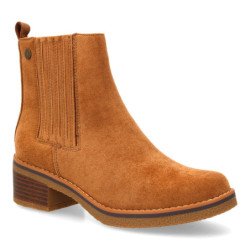 Botines tacón bajo cremallera comodos de mujer color beige VR5-2017