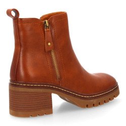 Botines tacón bajo cremallera comodos de mujer color camel VR5-2026