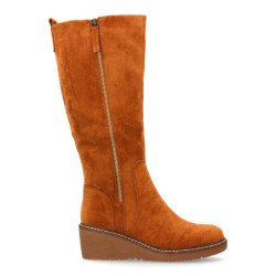 Botas altas de cuña elegantes de mujer color camel VR5-2028