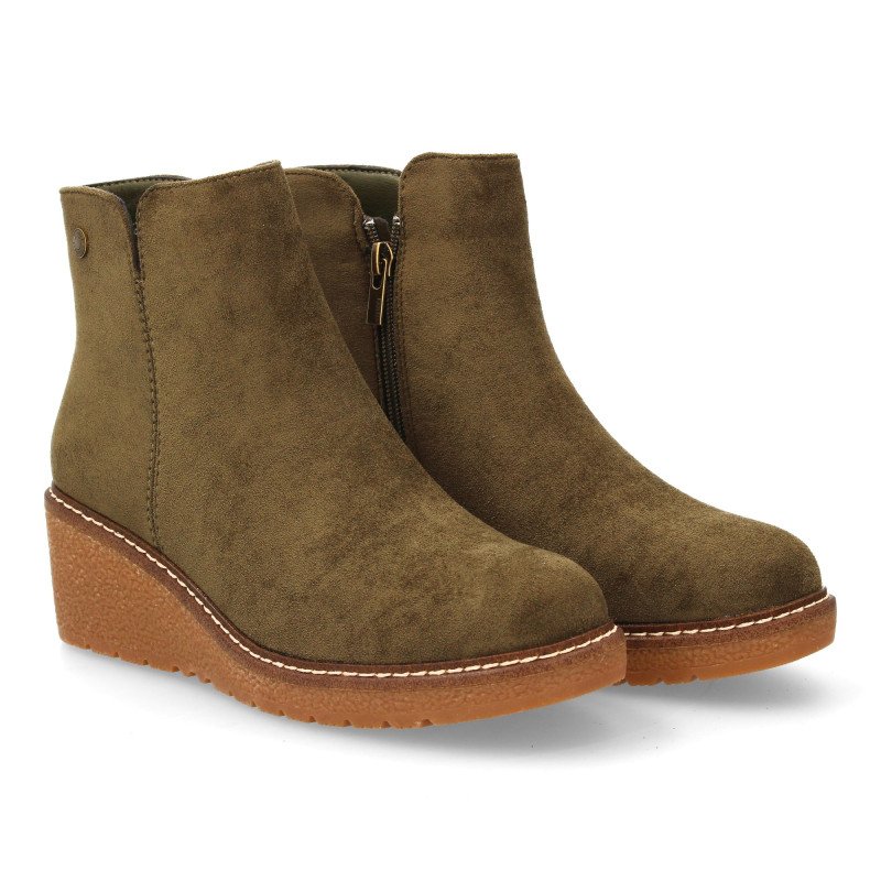 Botines de cuña elegantes de mujer color verde VR5-2029