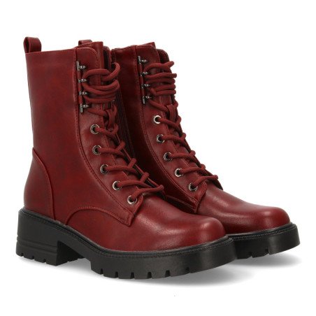 Botas estilo militar color burdeos de mujer 2531