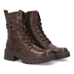 Botas estilo militar hebilla color cafe de mujer 2533