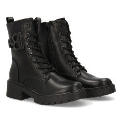 Botas estilo militar hebilla color negro de mujer 2533