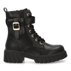 Botas estilo militar hebilla color negro de mujer 2538