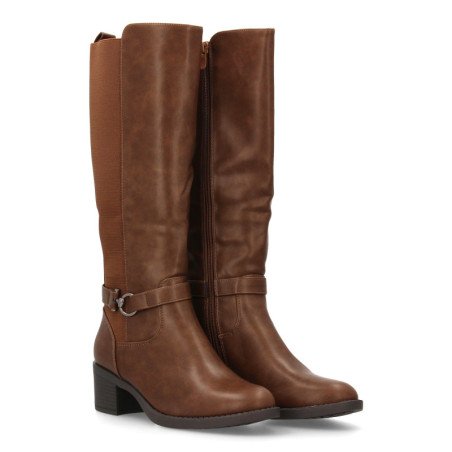 Botas caña alta tacón bajo elegantes de mujer color cafe 2561