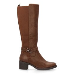 Botas caña alta tacón bajo elegantes de mujer color cafe 2561