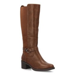 Botas caña alta tacón bajo elegantes de mujer color cafe 2561