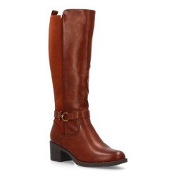 Botas caña alta tacón bajo elegantes de mujer color camel 2561