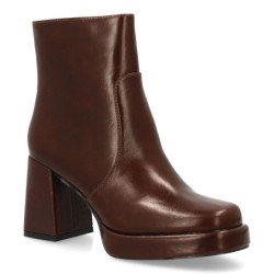 Botines elegantes de tacón ancho y plataforma de mujer color marron XGX532
