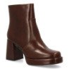 Botines elegantes de tacón ancho y plataforma de mujer color marron XGX532