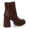 Botines elegantes de tacón ancho y plataforma de mujer color marron XGX532