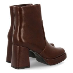Botines elegantes de tacón ancho y plataforma de mujer color marron XGX532