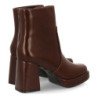 Botines elegantes de tacón ancho y plataforma de mujer color marron XGX532