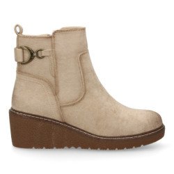 Botines de cuña comoda de mujer color beige 1986-16