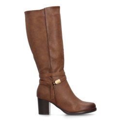 Botas altas tacón medio de mujer color kaki 2550