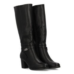Botas altas tacón medio de mujer color negro 2550
