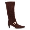 Botas altas tacón punta medio de mujer color marron 6387