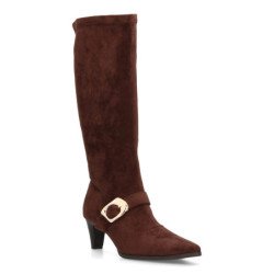 Botas altas tacón punta medio de mujer color marron 6387