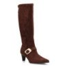 Botas altas tacón punta medio de mujer color marron 6387