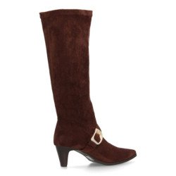Botas altas tacón punta medio de mujer color marron 6387