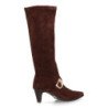 Botas altas tacón punta medio de mujer color marron 6387