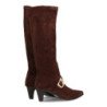 Botas altas tacón punta medio de mujer color marron 6387