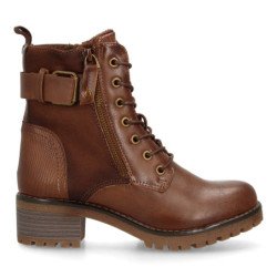 Botines estilo leñador tacón medio de mujer color camel 8126