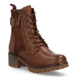 Botines estilo leñador tacón medio de mujer color camel 8126