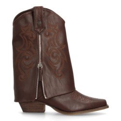 Botas estilo campera caña vuelta de mujer color marron A-3305