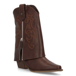 Botas estilo campera caña vuelta de mujer color marron A-3305