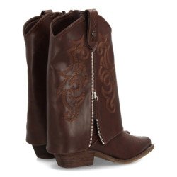 Botas estilo campera caña vuelta de mujer color marron A-3305