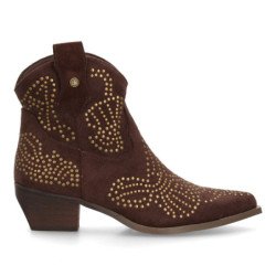 Botines estilo campero tacón medio de mujer color marron A-5402