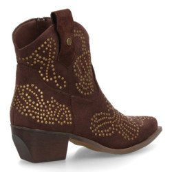 Botines estilo campero tacón medio de mujer color marron A-5402