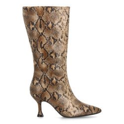 Botas media caña elegantes tacón fino de mujer color kaki S-5519