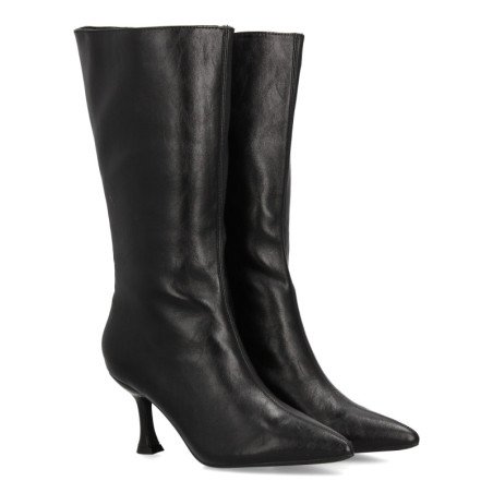 Botas media caña elegantes tacón fino de mujer color negro S-5519