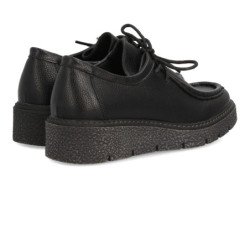 Zapatos estilo mocasines con cuña y cordones de mujer color negro 1021