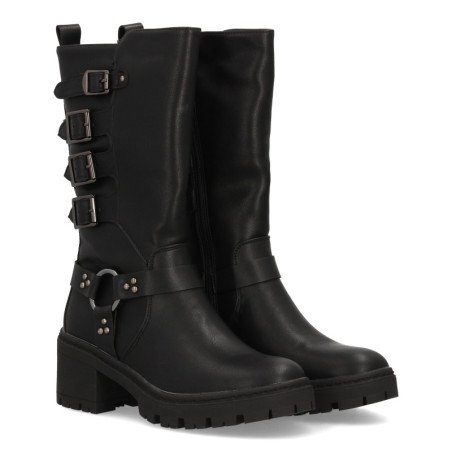 Botas de mujer estilo militar caña alta color negro 1022