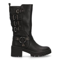 Botas de mujer estilo militar caña alta color negro 1022