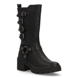 Botas de mujer estilo militar caña alta color negro 1022