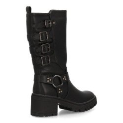 Botas de mujer estilo militar caña alta color negro 1022